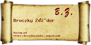 Broczky Zádor névjegykártya